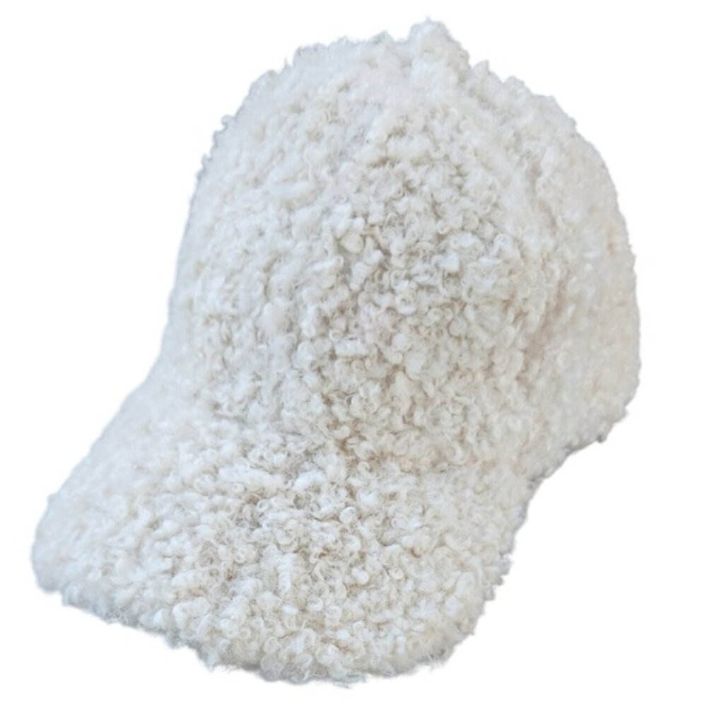 Love and Lore Cream Sherpa Baseball Cap Adjustable Strap‎ Back Hat